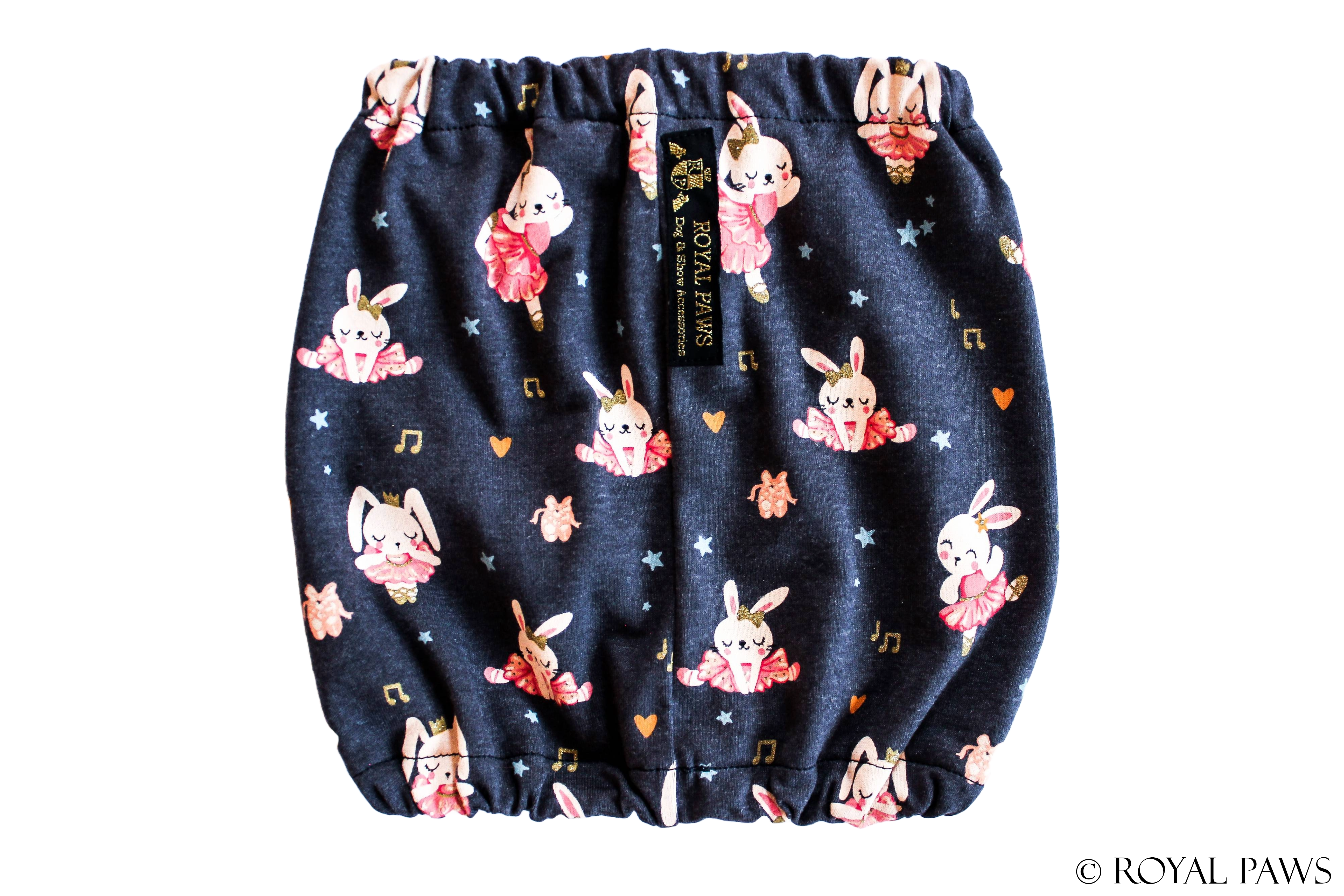 SAMPLE SALE % COMFORT SNOOD "SCARLET BALLERINA BUNNY" DUNKELBLAU - ROYAL PAWS Dog & Show Accessories
