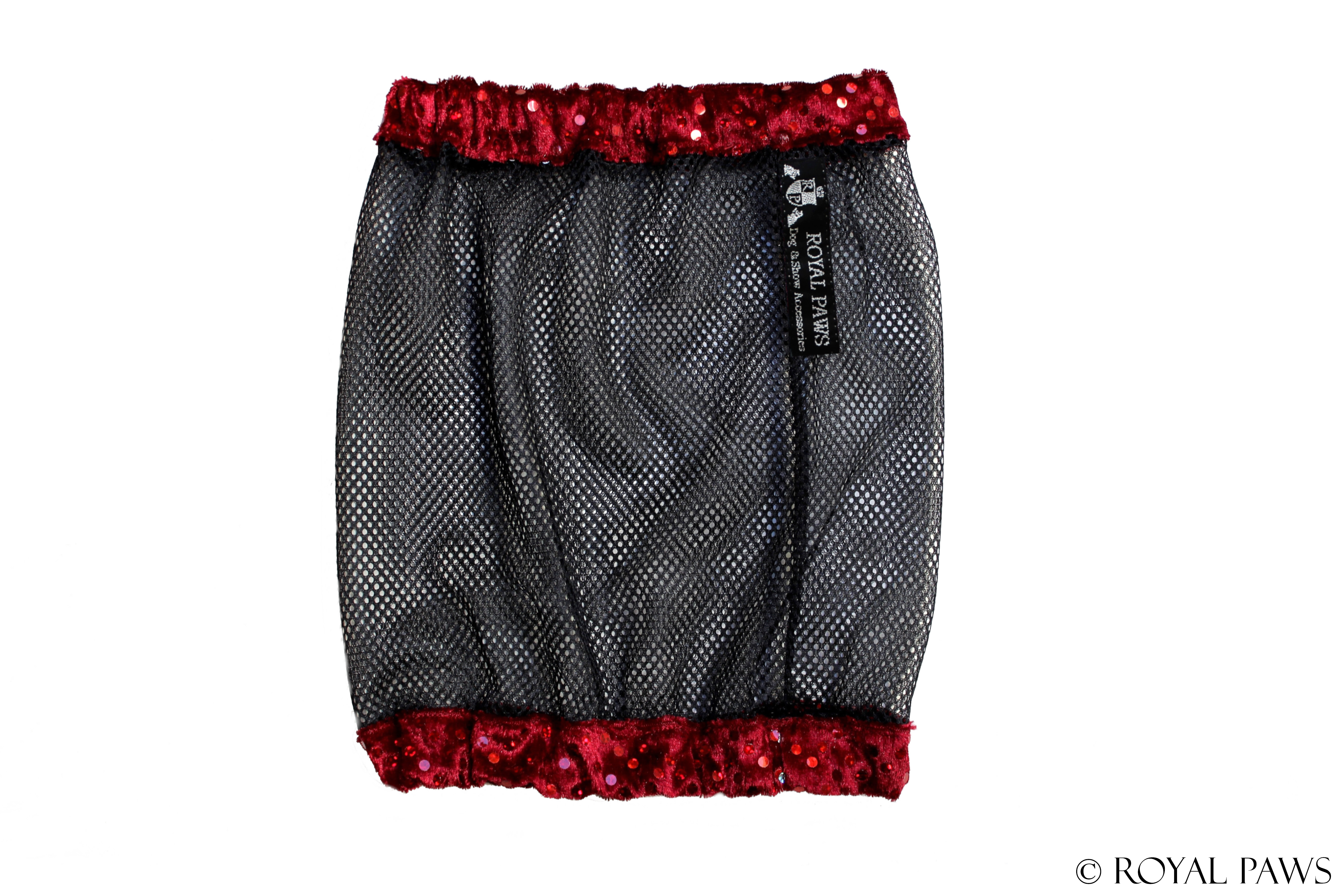 GLITTER SNOOD MESH "DUNKELROT/SCHWARZ" - ROYAL PAWS Dog & Show Accessories