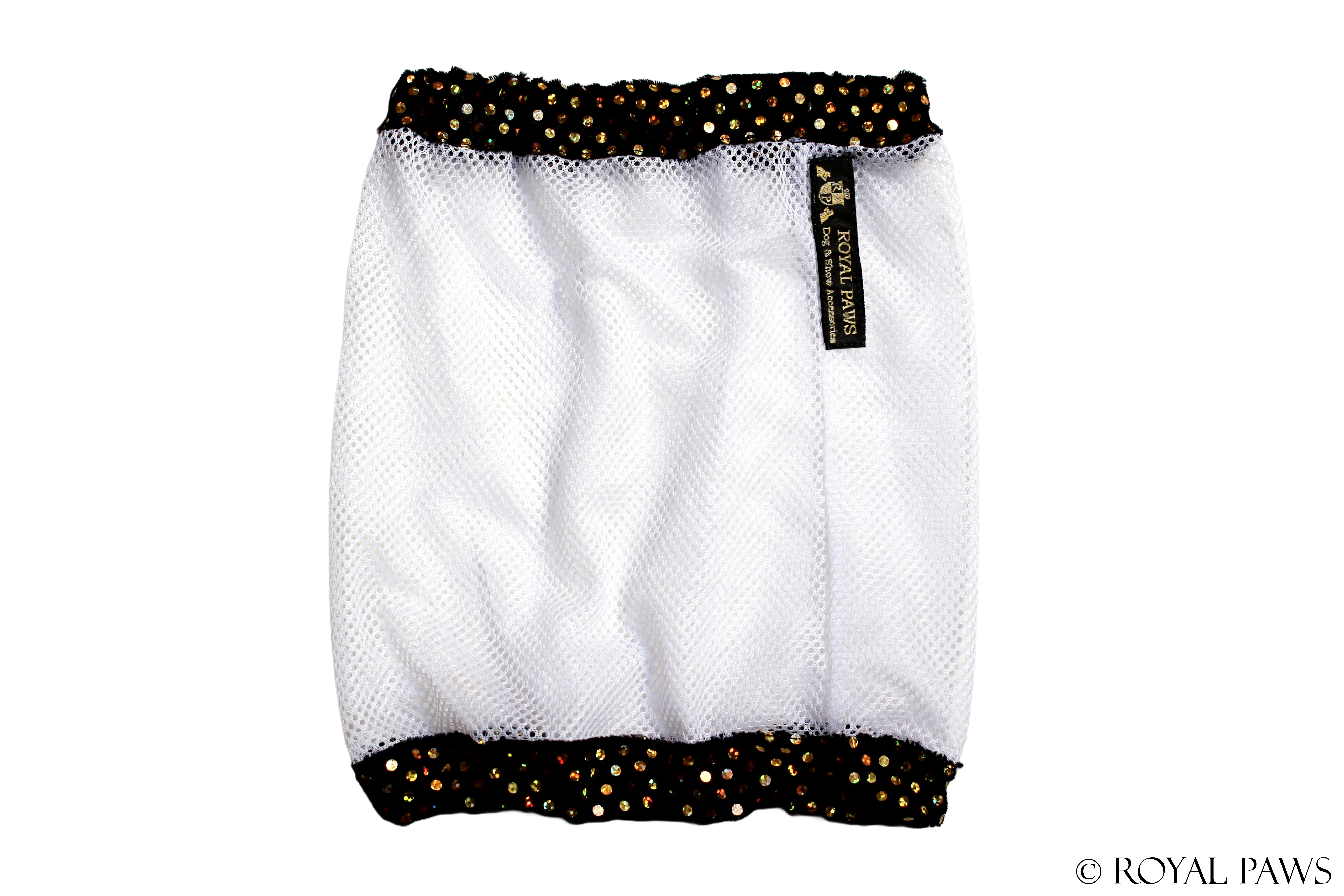 GLITTER SNOOD MESH "SCHWARZ-GOLD/WEISS" - ROYAL PAWS Dog & Show Accessories