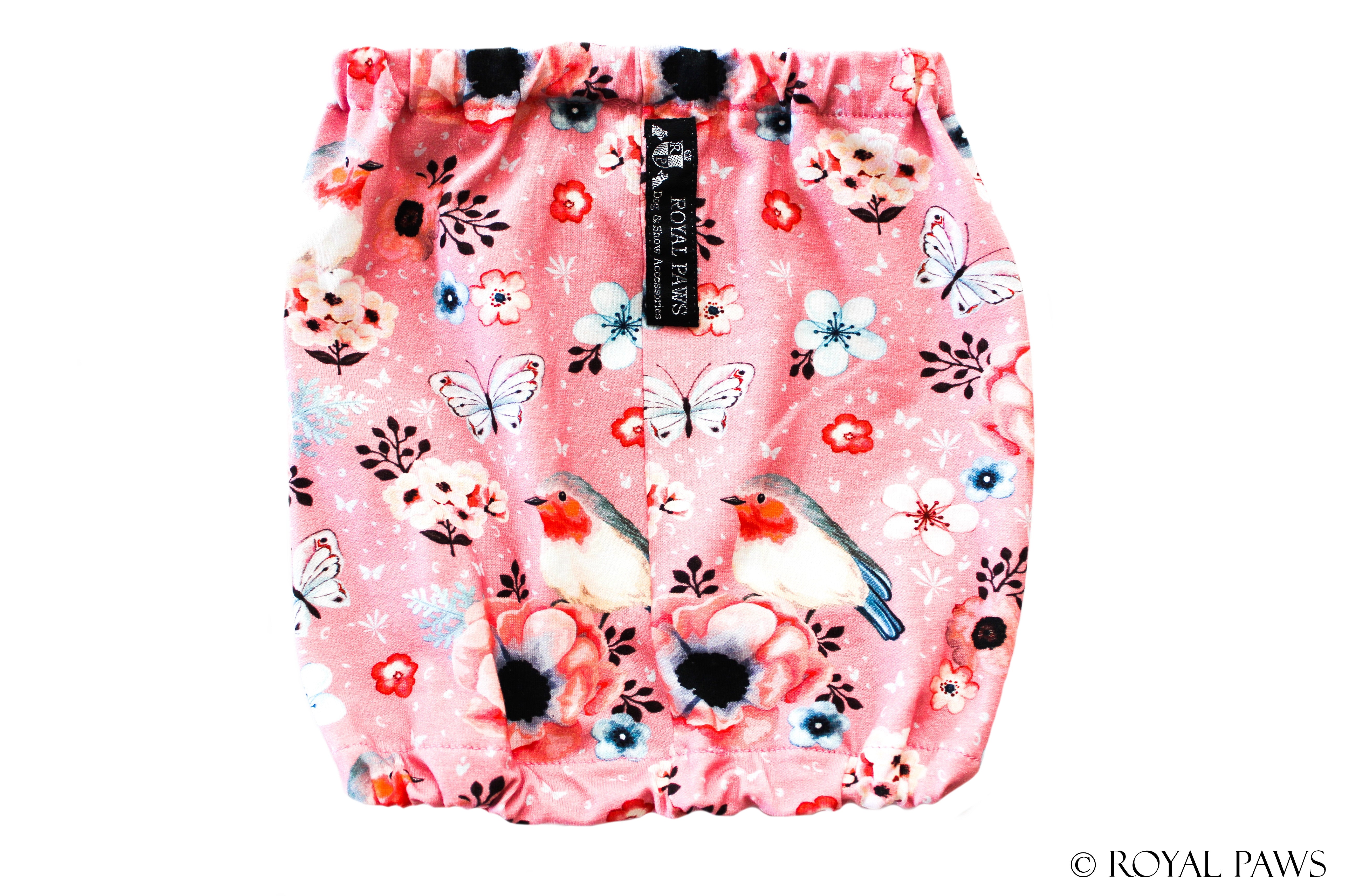 SAMPLE SALE % COMFORT SNOOD "BIRDS IN PARADISE" ROSA - ROYAL PAWS Dog & Show Accessories