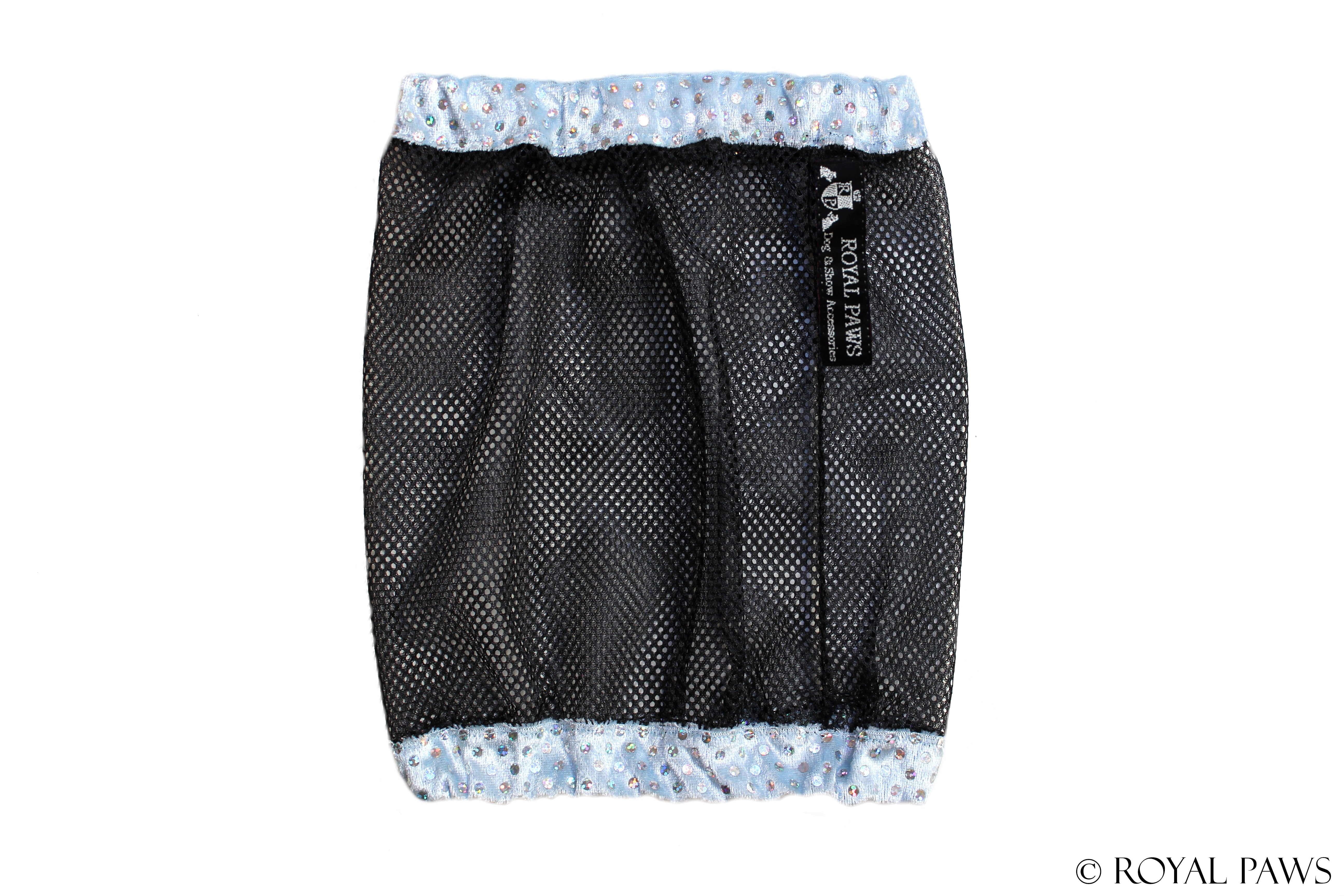 GLITTER SNOOD MESH "HELLBLAU/SCHWARZ" - ROYAL PAWS Dog & Show Accessories