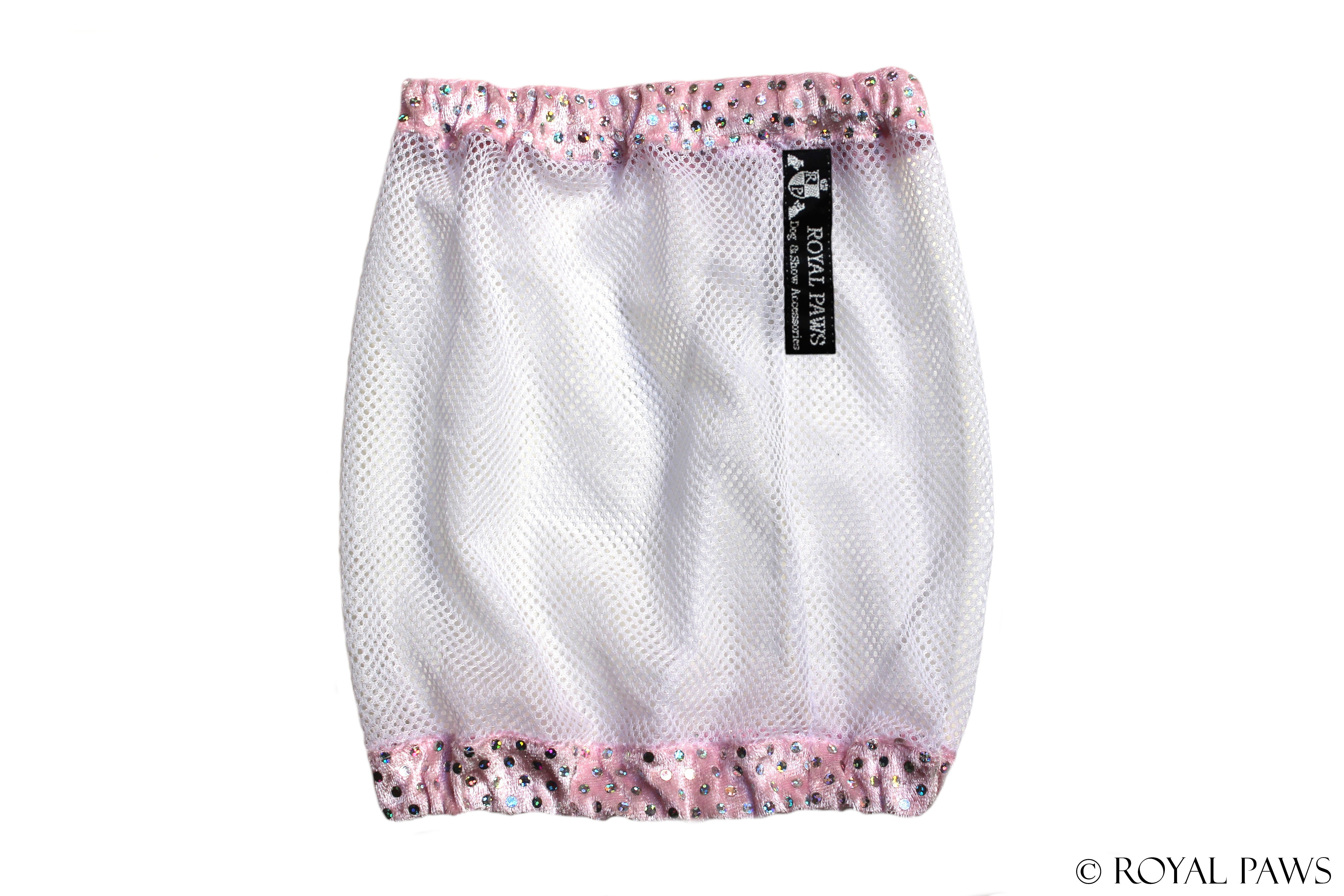 GLITTER SNOOD MESH "ROSA/WEISS" - ROYAL PAWS Dog & Show Accessories