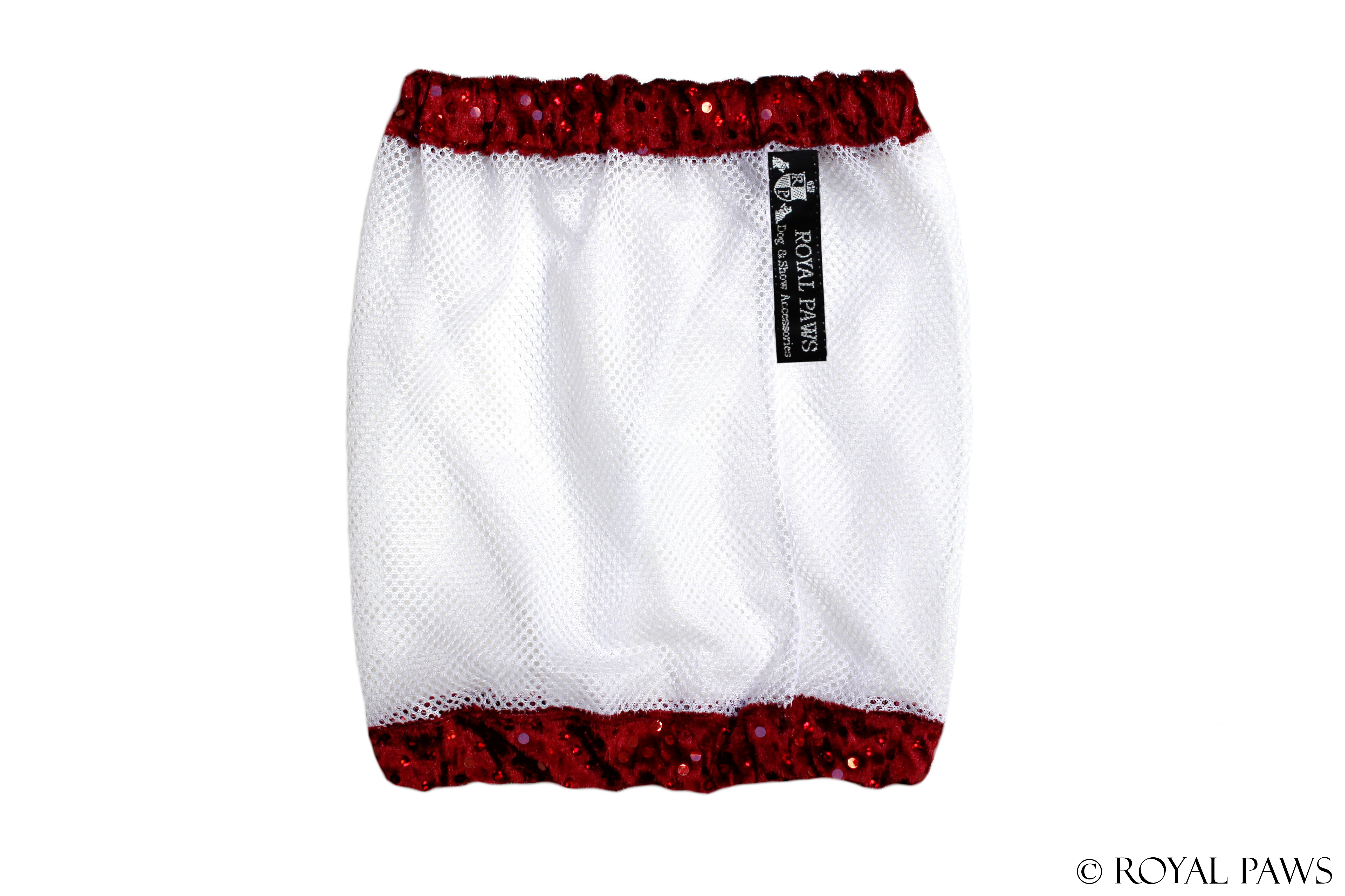 GLITTER SNOOD MESH "DUNKELROT/WEISS" - ROYAL PAWS Dog & Show Accessories