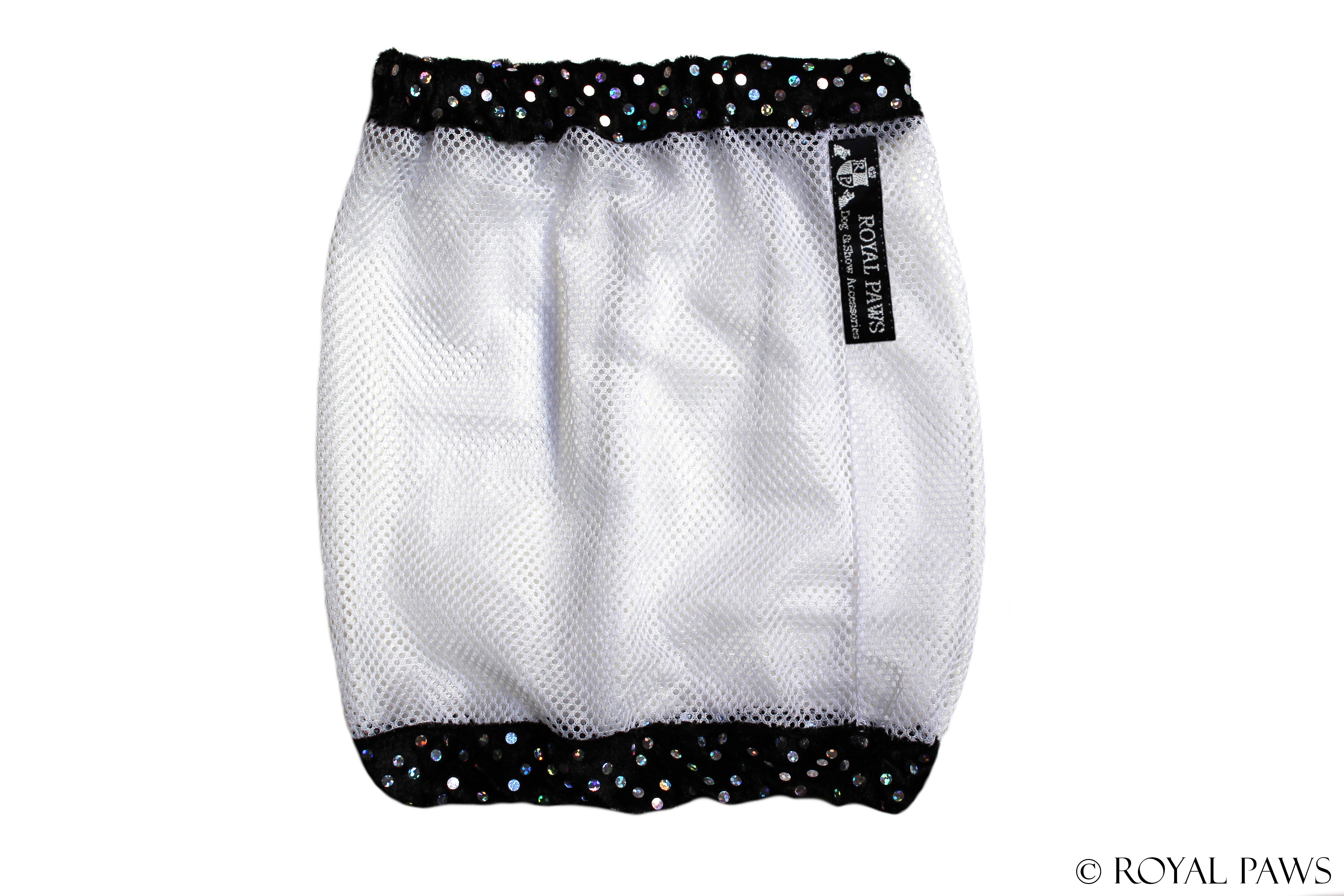 GLITTER SNOOD MESH "SCHWARZ-SILBER/WEISS" - ROYAL PAWS Dog & Show Accessories