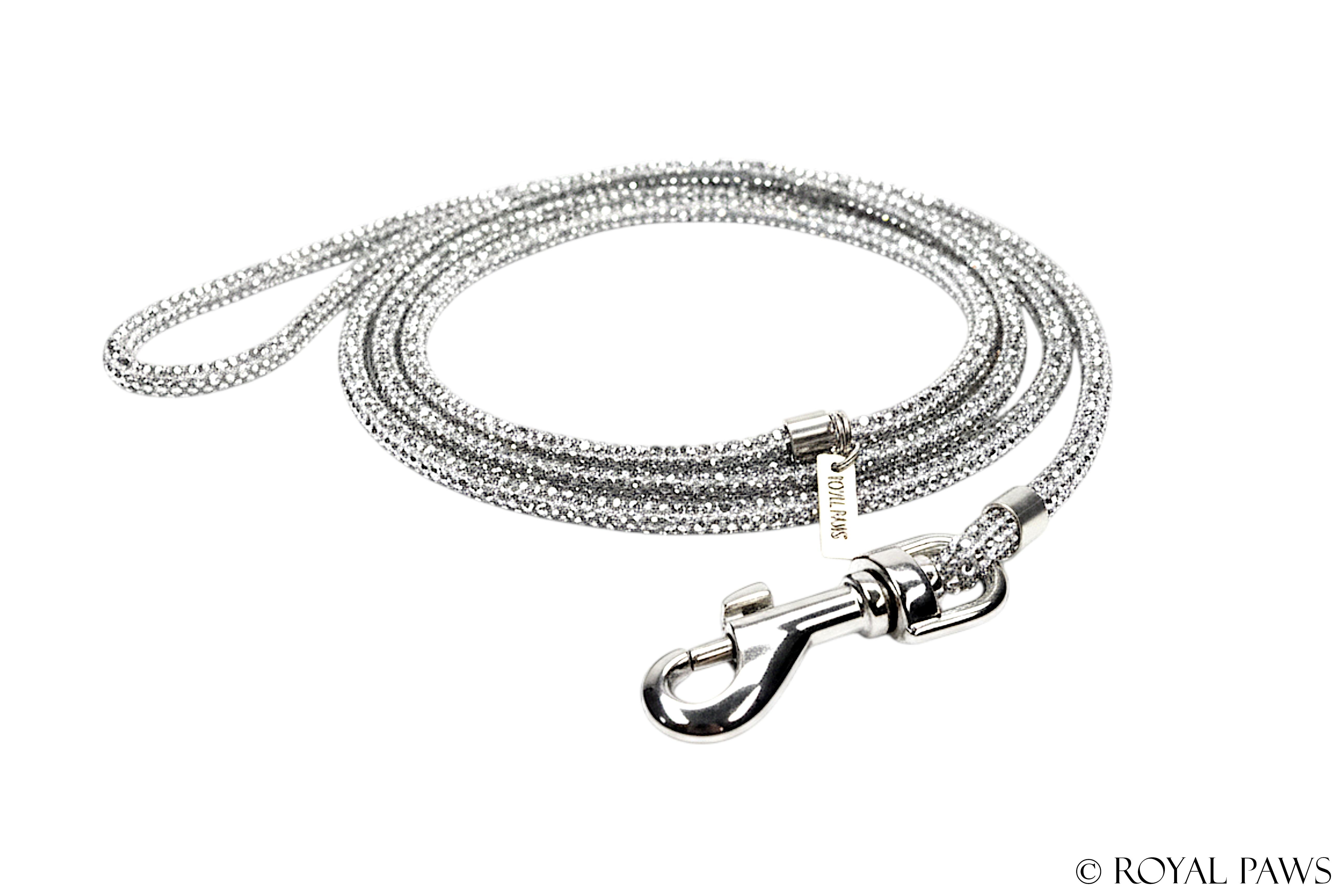 CRYSTAL SHOW LEASH "SILVER"