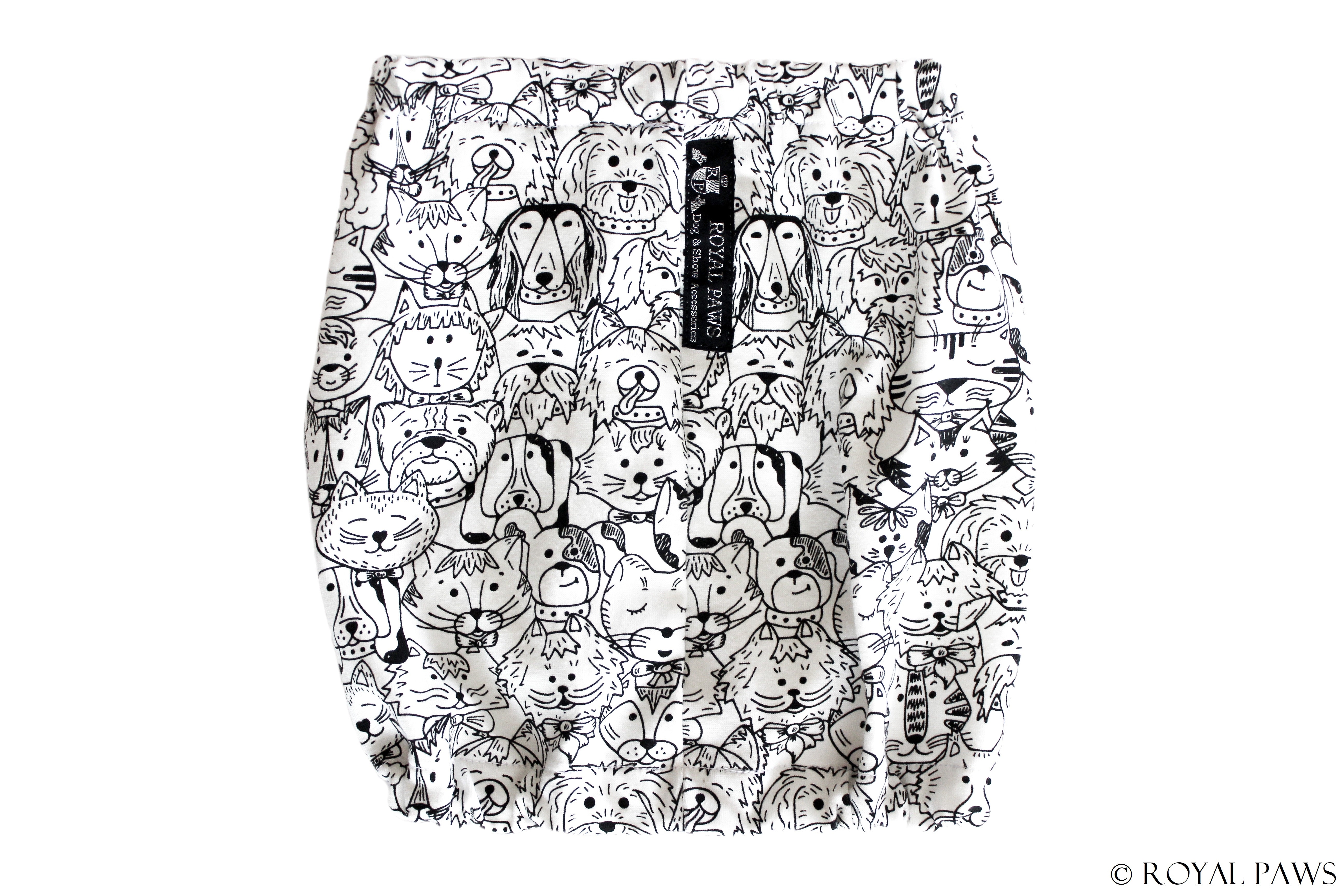 COMFORT SNOOD "COMIC DOGS & CATS" CREME - ROYAL PAWS Dog & Show Accessories